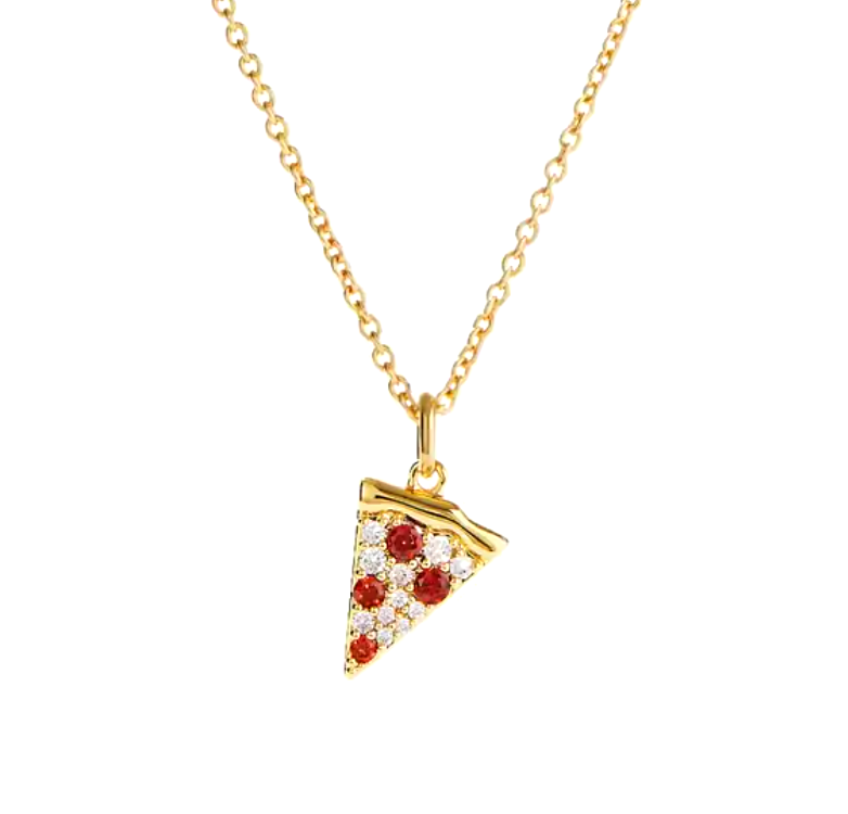 18K gold-plated pizza slice necklace