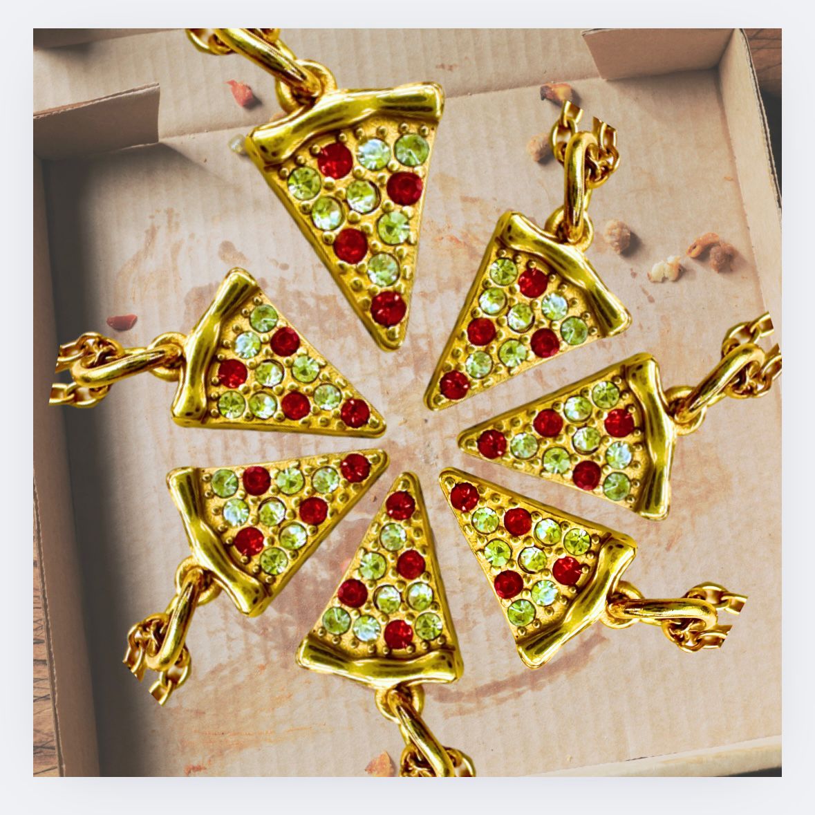 18K gold-plated pizza slice necklace